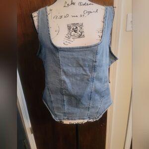 Denim zip up tank